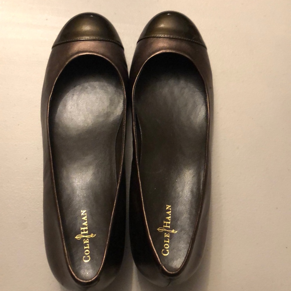 Cole Haan Copper color 1 1/4” leather wedges